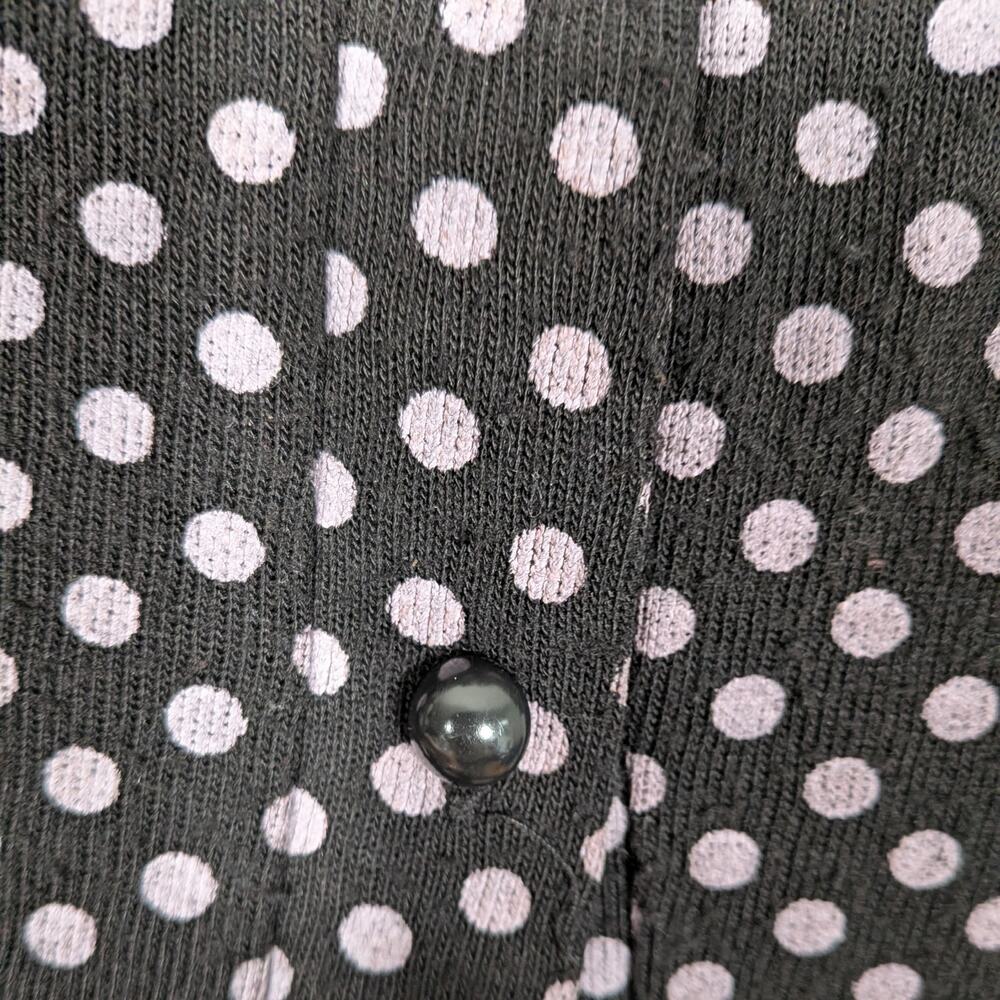 Vintage Polkadot Cardigan Top S Black Ruffle Twee Y2K Retro Glam Secretary 3/4 - Picture 6 of 9